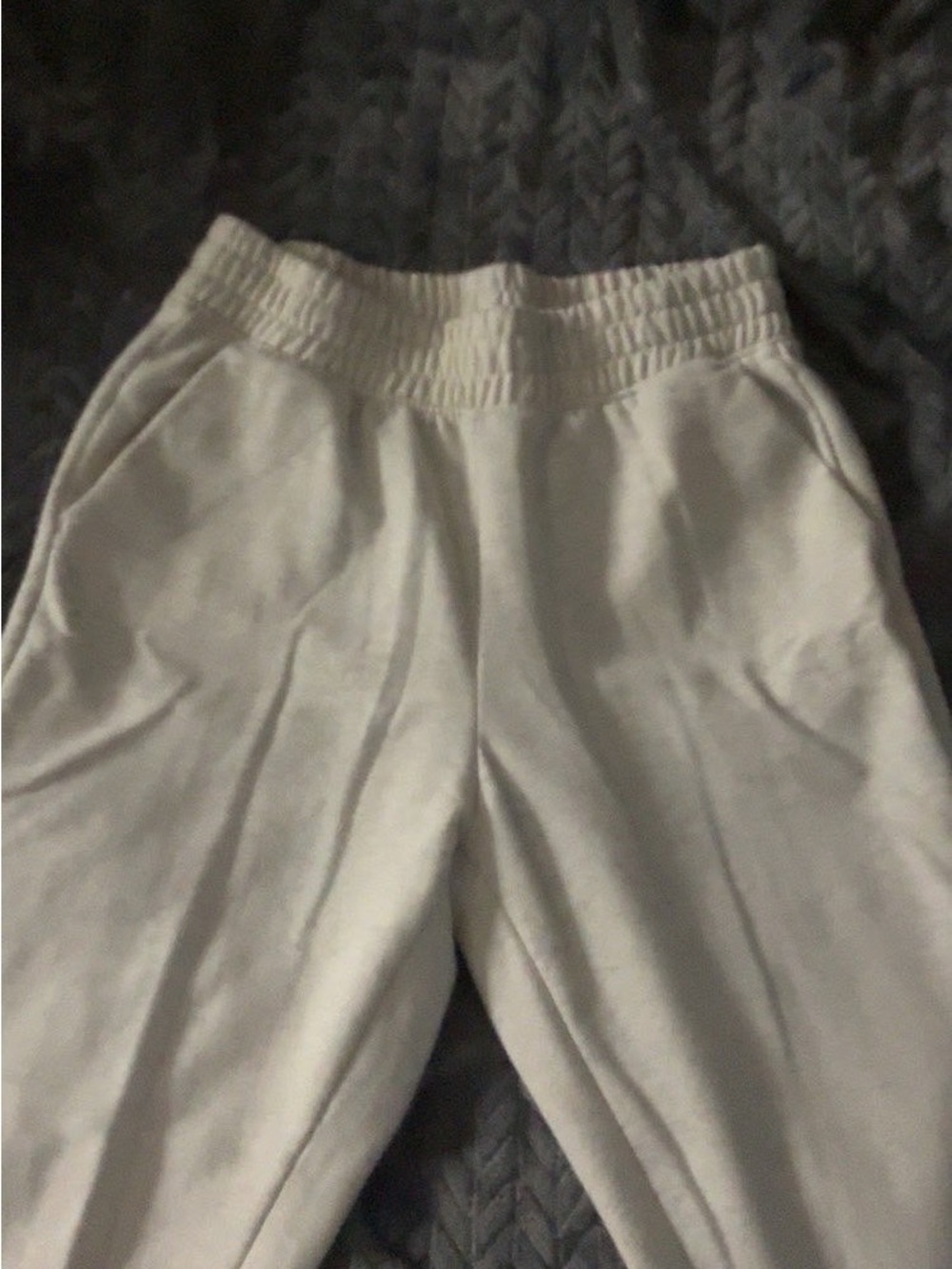 White Elastic Waist Sweatpants